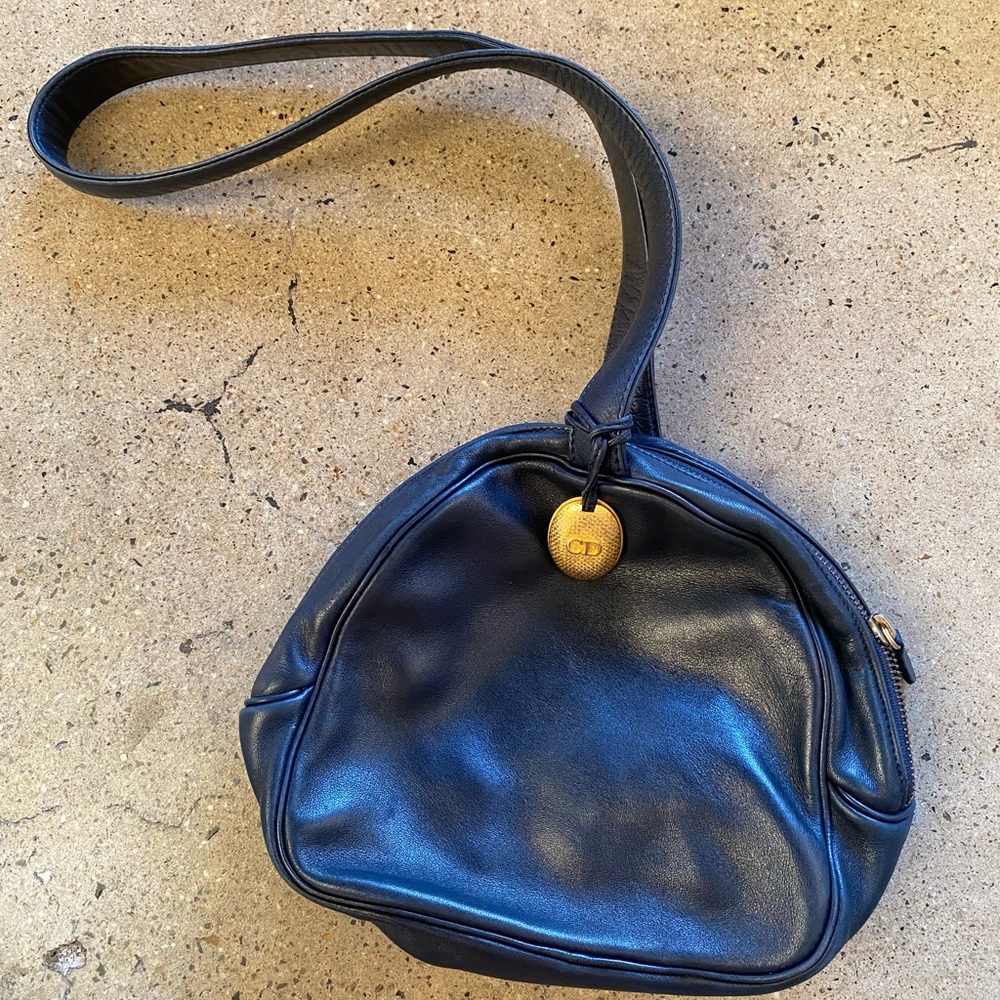 Vintage Dior navy leather bag
